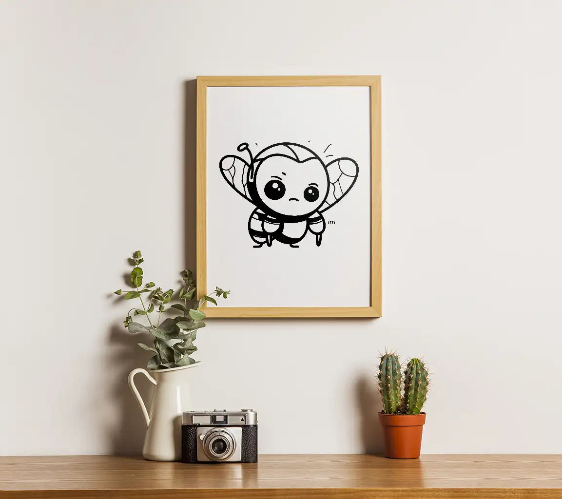 Cute  Bee with M SVG - Cartoon Character Illustration SVG