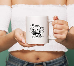 Cute Bee Drinking Coffee SVG -  Cartoon Vector Illustration SVG