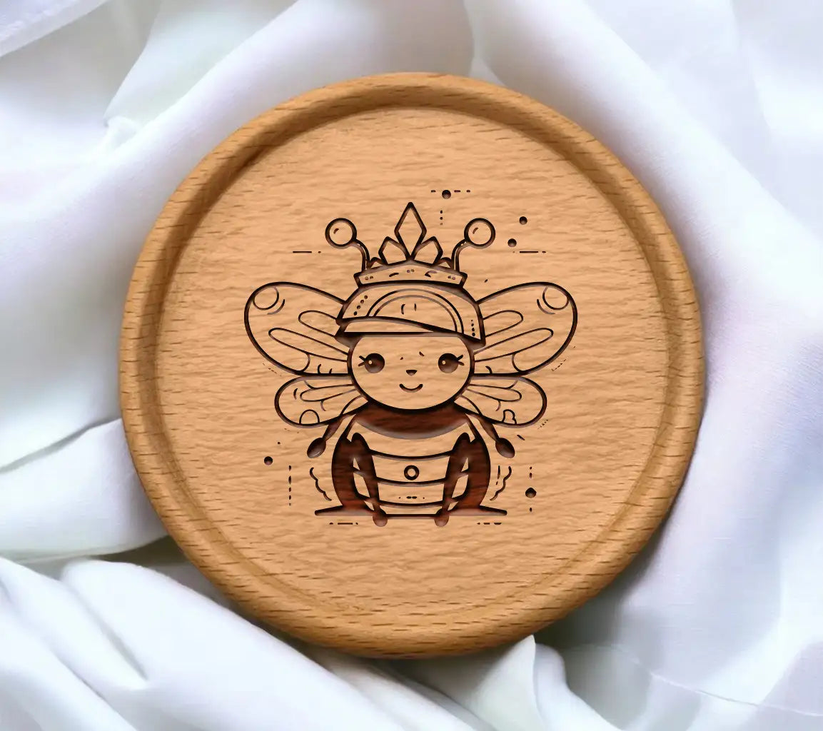 Cute Crowned Bee SVG -  Cartoon Vector Illustration SVG