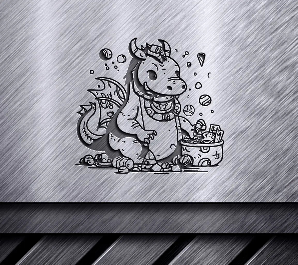 Cute  Dragon Holding Candy SVG Vector Illustration SVG