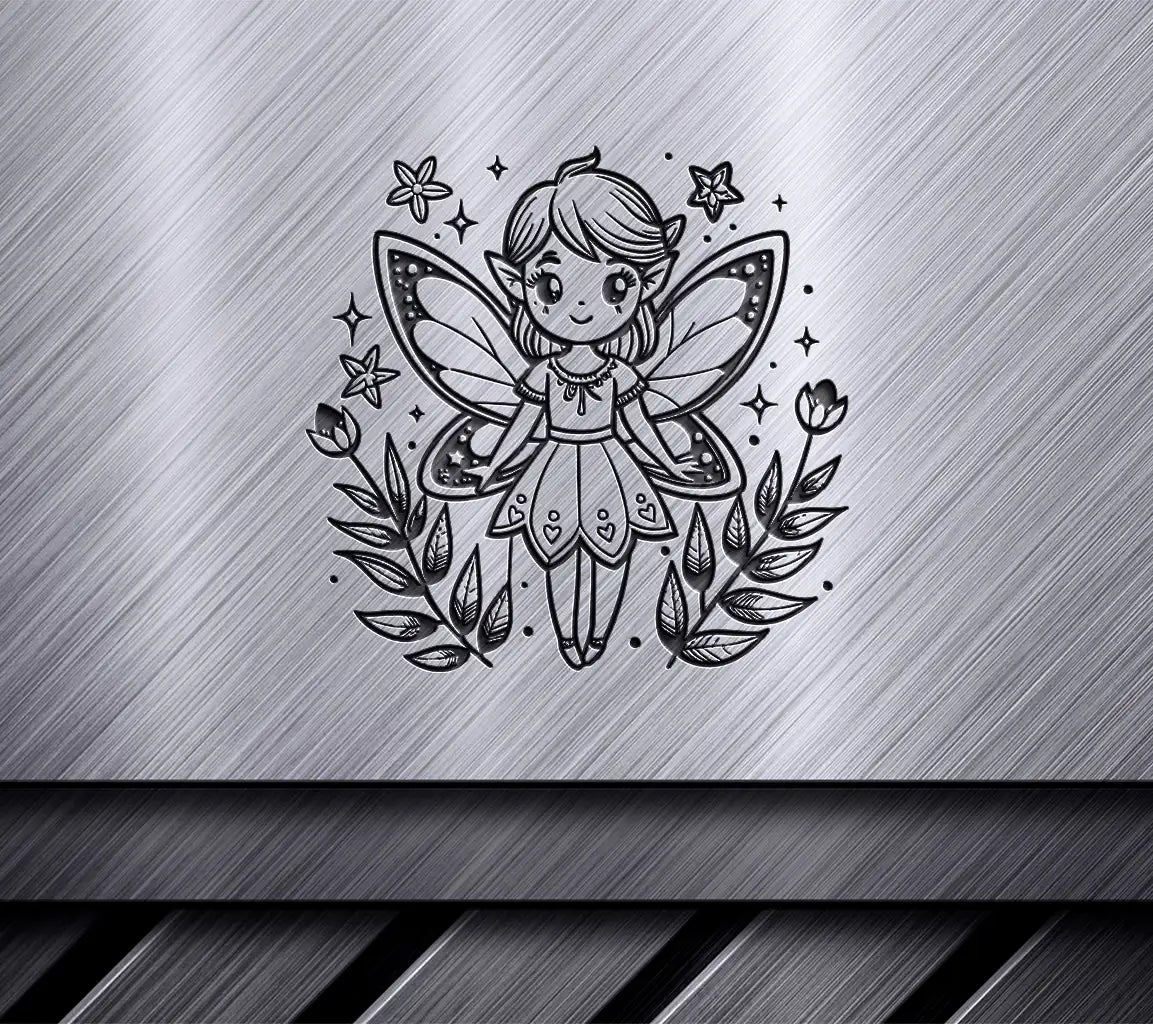  Fairy with Floral Border SVG - Cute Cartoon Illustration SVG