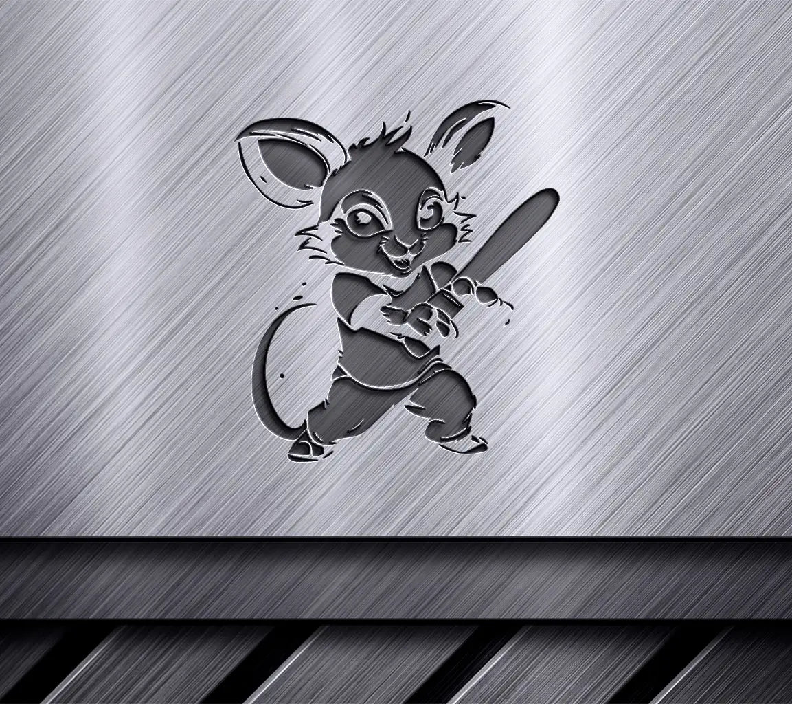 Cute Cartoon Mouse with Baseball Bat SVG -  Drawing SVG