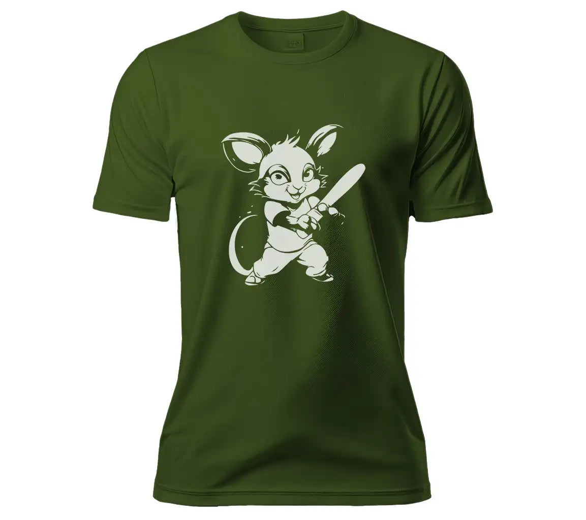 Cute Cartoon Mouse with Baseball Bat SVG -  Drawing SVG