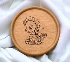 Cute  Seahorse with Bubbles SVG Illustration SVG