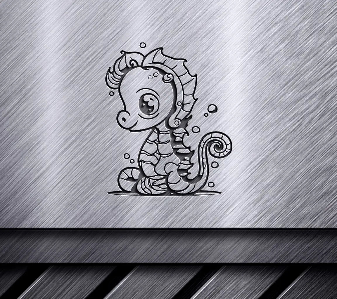 Cute  Seahorse with Bubbles SVG Illustration SVG