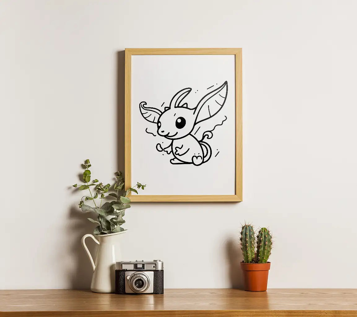 Cute Cartoon Rabbit with Wings & Squirrel SVG Doodle Illustration SVG