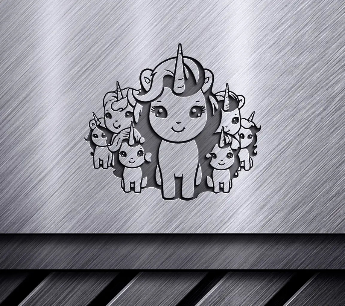 Cute Unicorn Family SVG -  Cartoon Illustration SVG