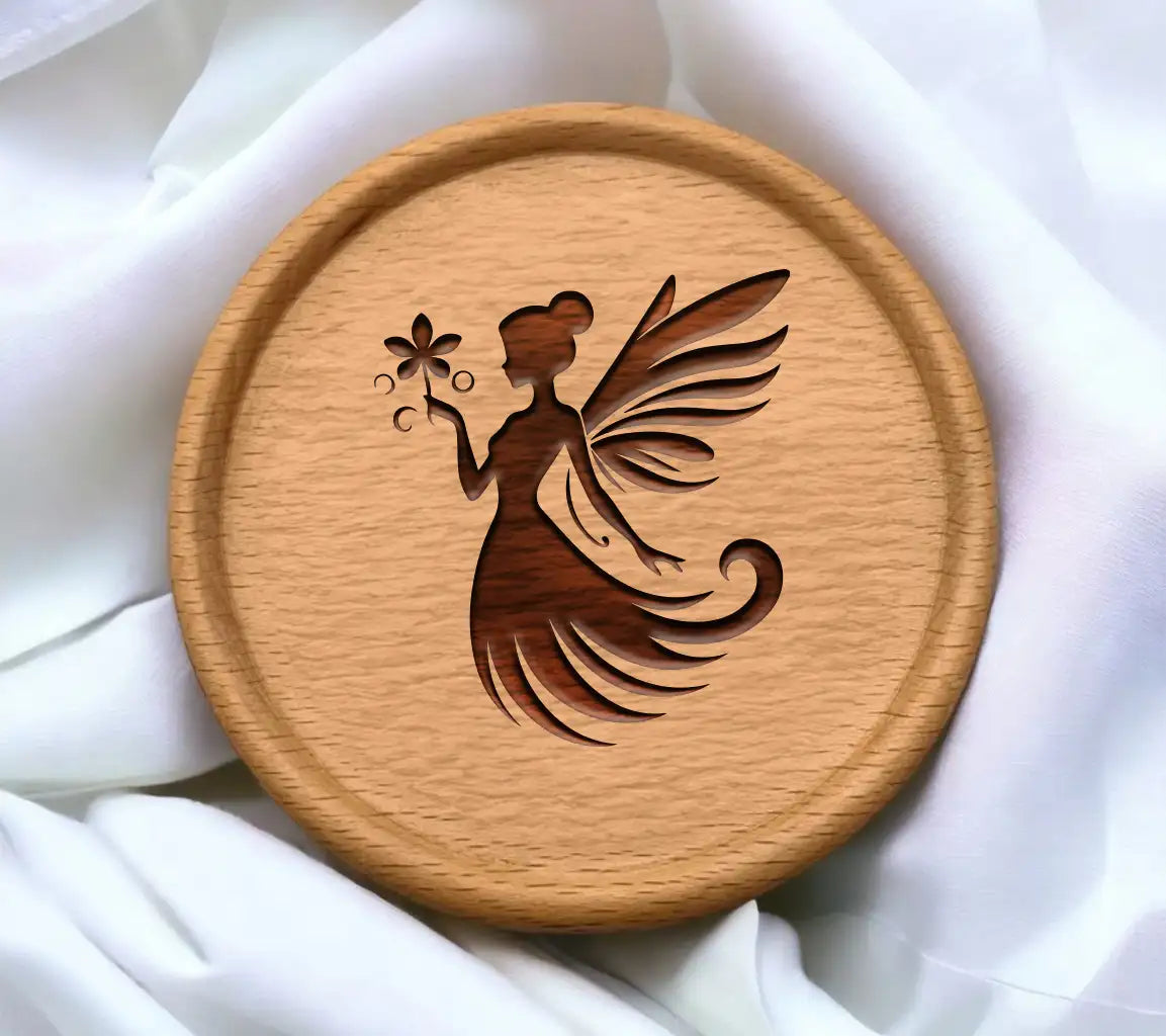 Cute Fairy Silhouette SVG with Wings and Star SVG