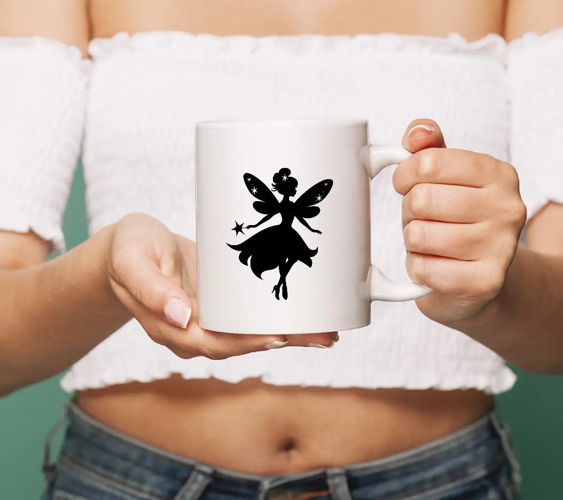 Cute Fairy Silhouette SVG with Wings and Star SVG