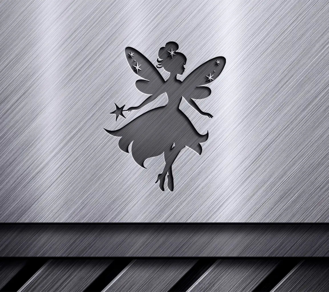 Cute Fairy Silhouette SVG with Wings and Star SVG