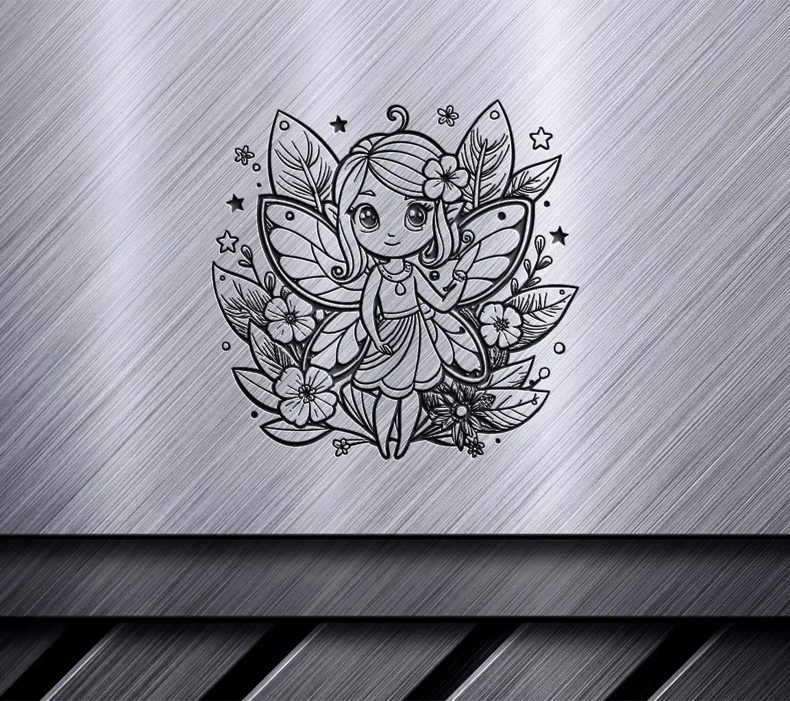  Fairy Coloring Page SVG - Cute Butterfly Wings & Flowers SVG