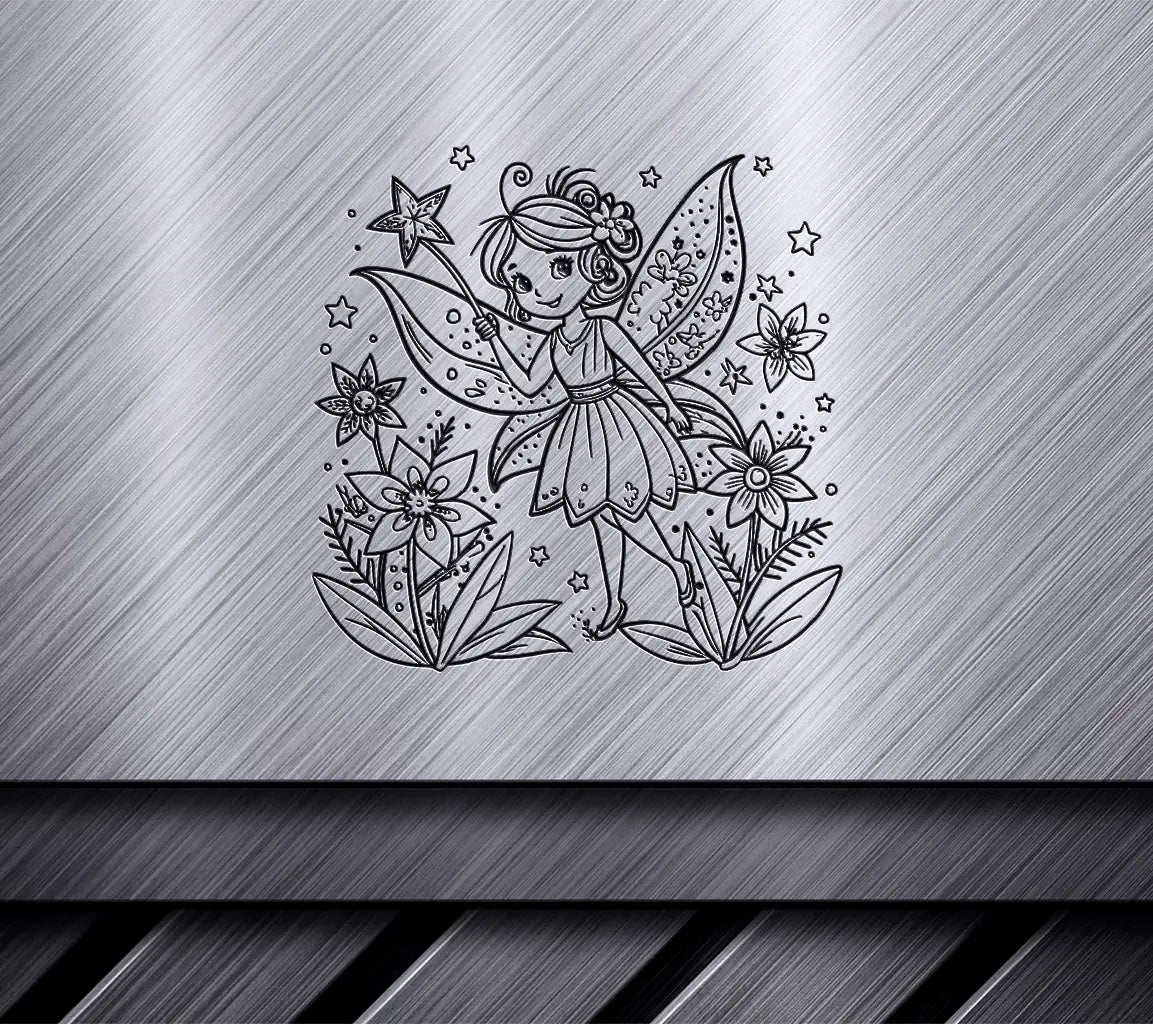  Fairy with Flowers SVG - Cute Winged Fairy with Star Wand SVG