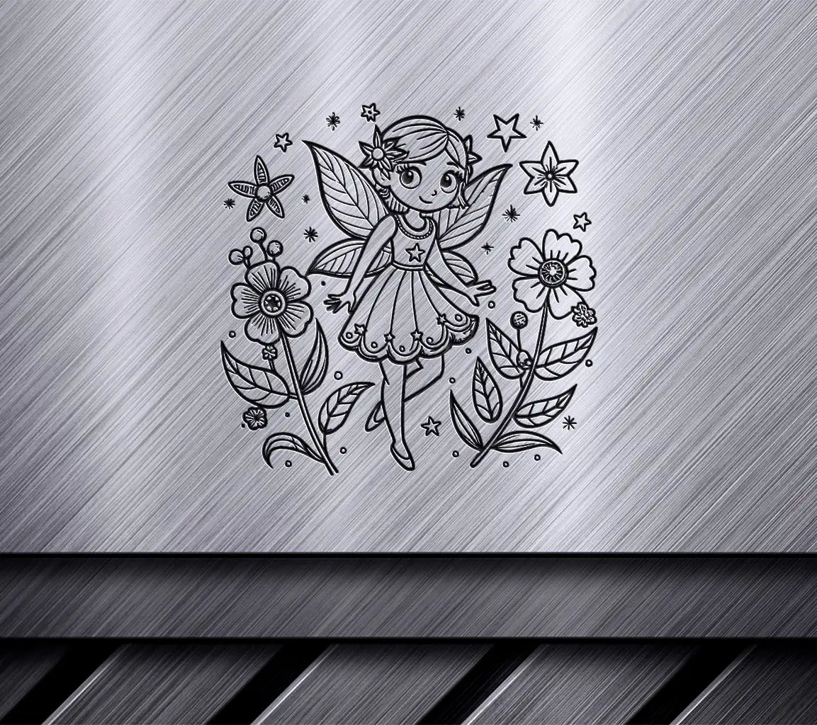  Fairy with Flowers SVG - Coloring Page Design SVG