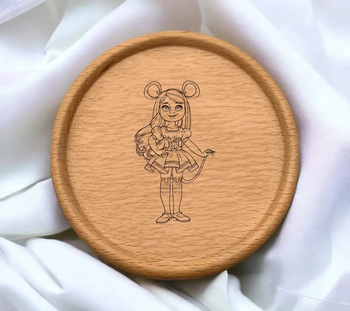 Cute Little Girl Mouse Costume Coloring Page SVG -  SVG