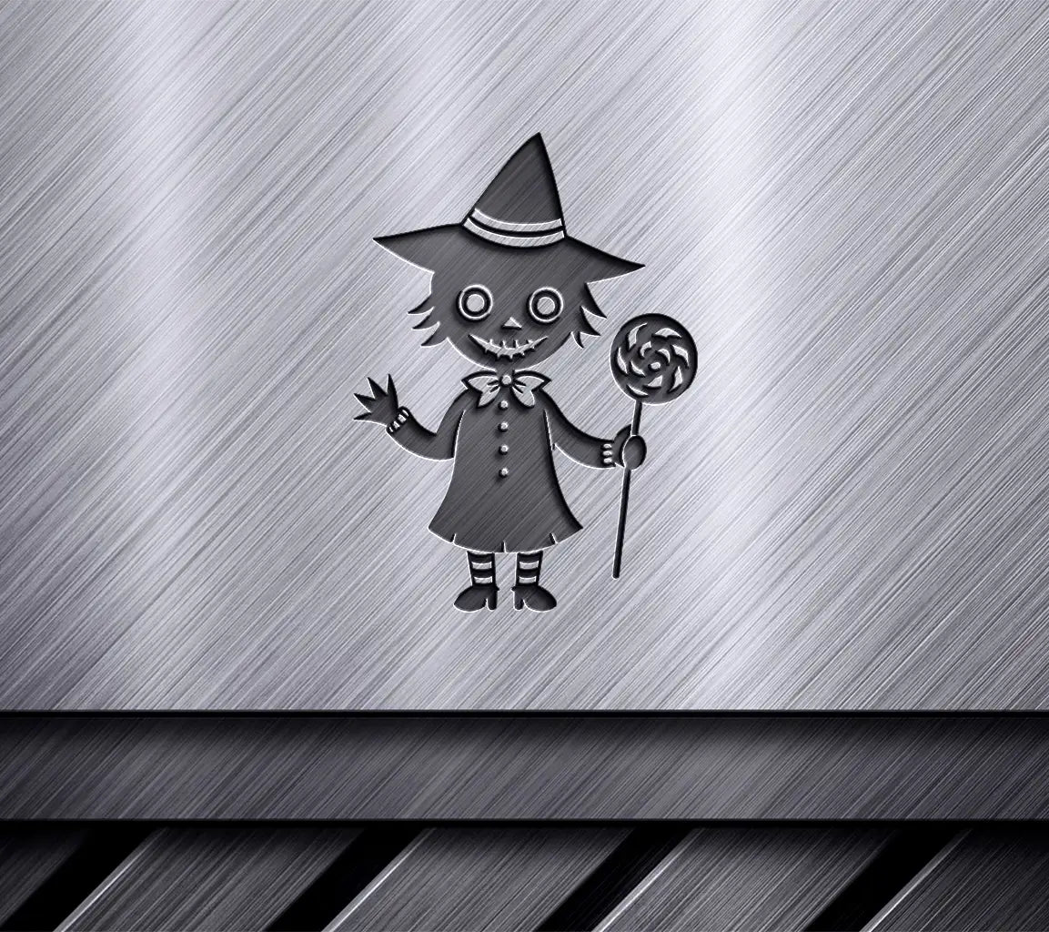 Cute Witch Holding Lollipop SVG -  Halloween Illustration SVG