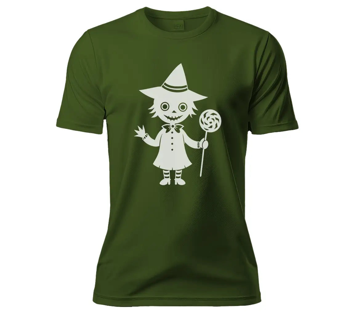 Cute Witch Holding Lollipop SVG -  Halloween Illustration SVG