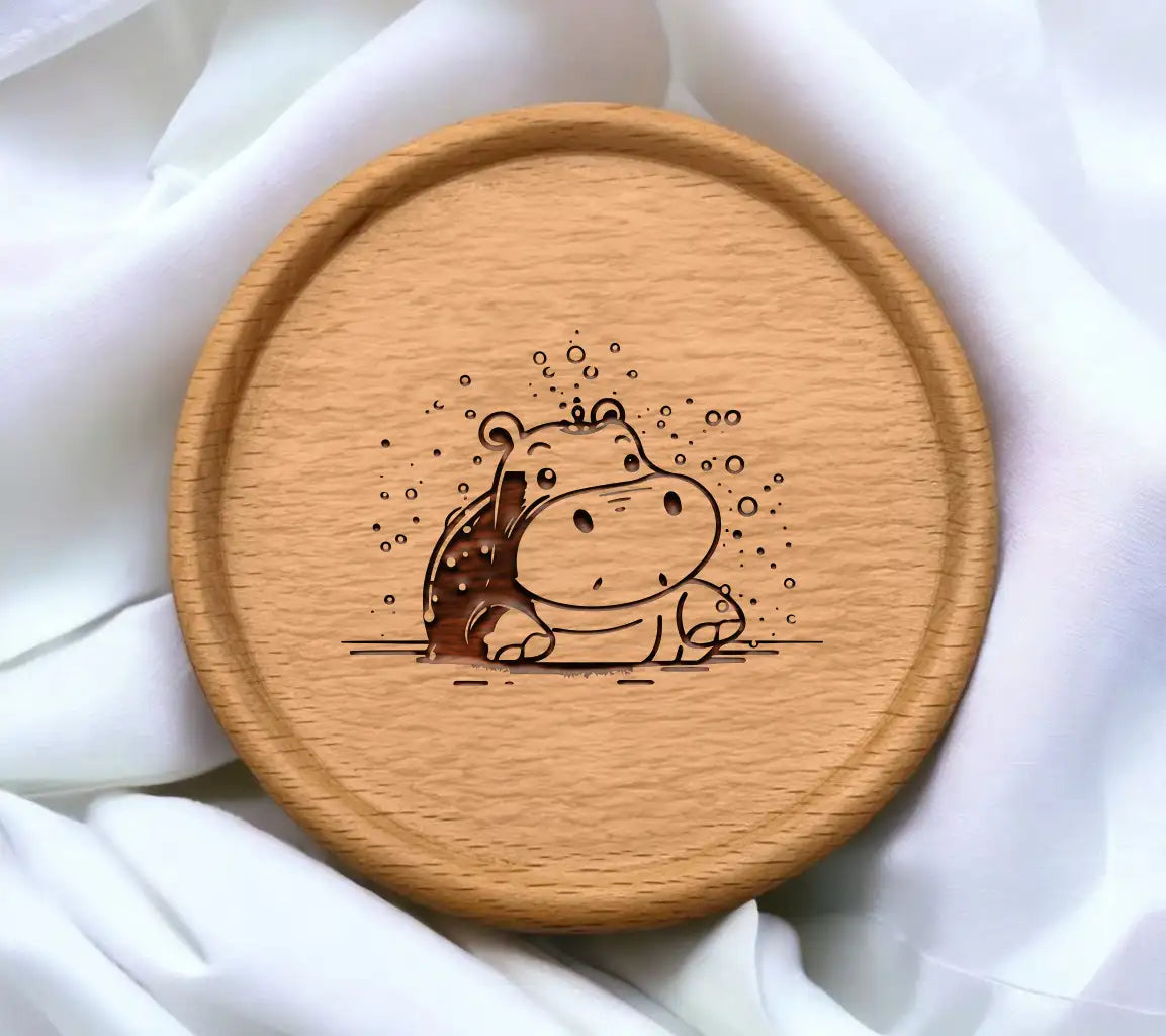 Cute Hippo Splashing in Puddle -  Doodle SVG SVG