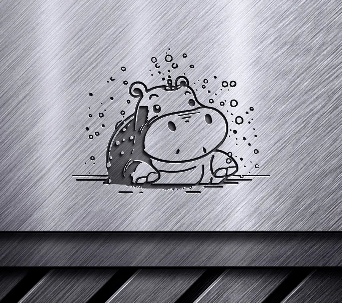 Cute Hippo Splashing in Puddle -  Doodle SVG SVG