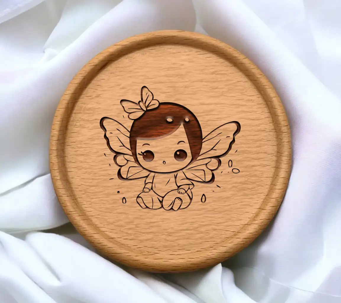 Cute Baby Fairy with Butterfly Wings SVG -  Drawing SVG