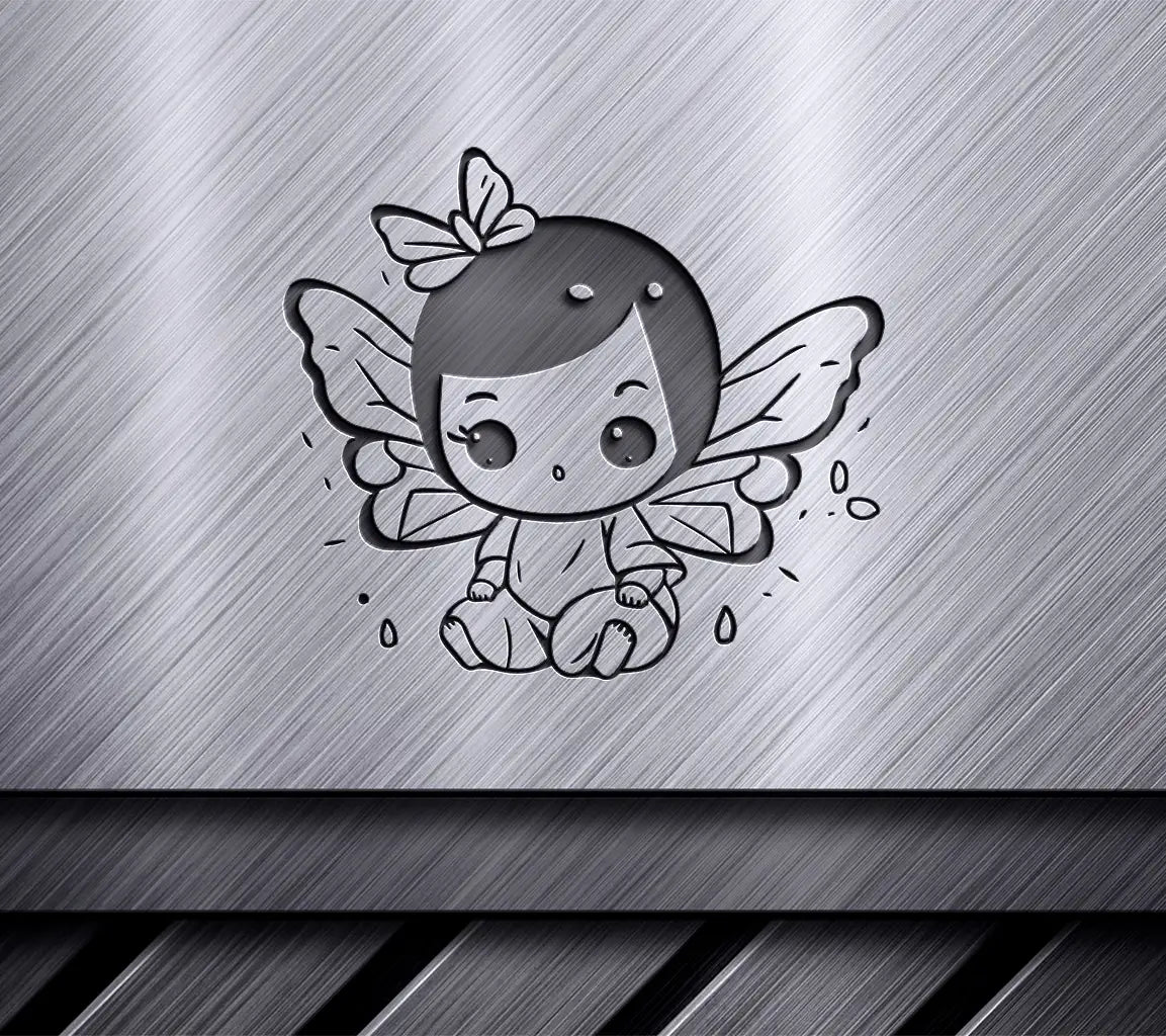 Cute Baby Fairy with Butterfly Wings SVG -  Drawing SVG