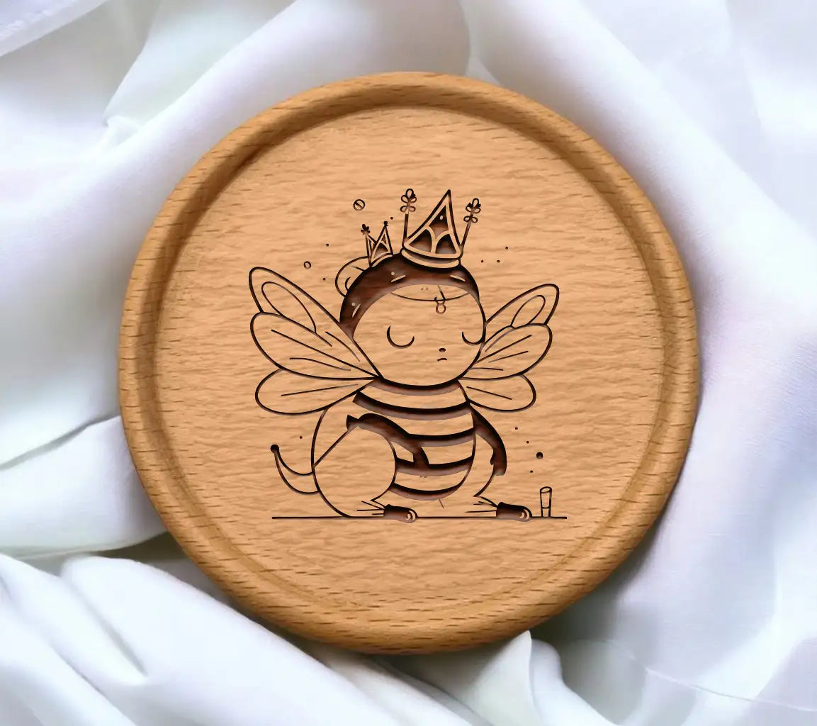 Cute Crowned Bee SVG -  Vector Illustration SVG