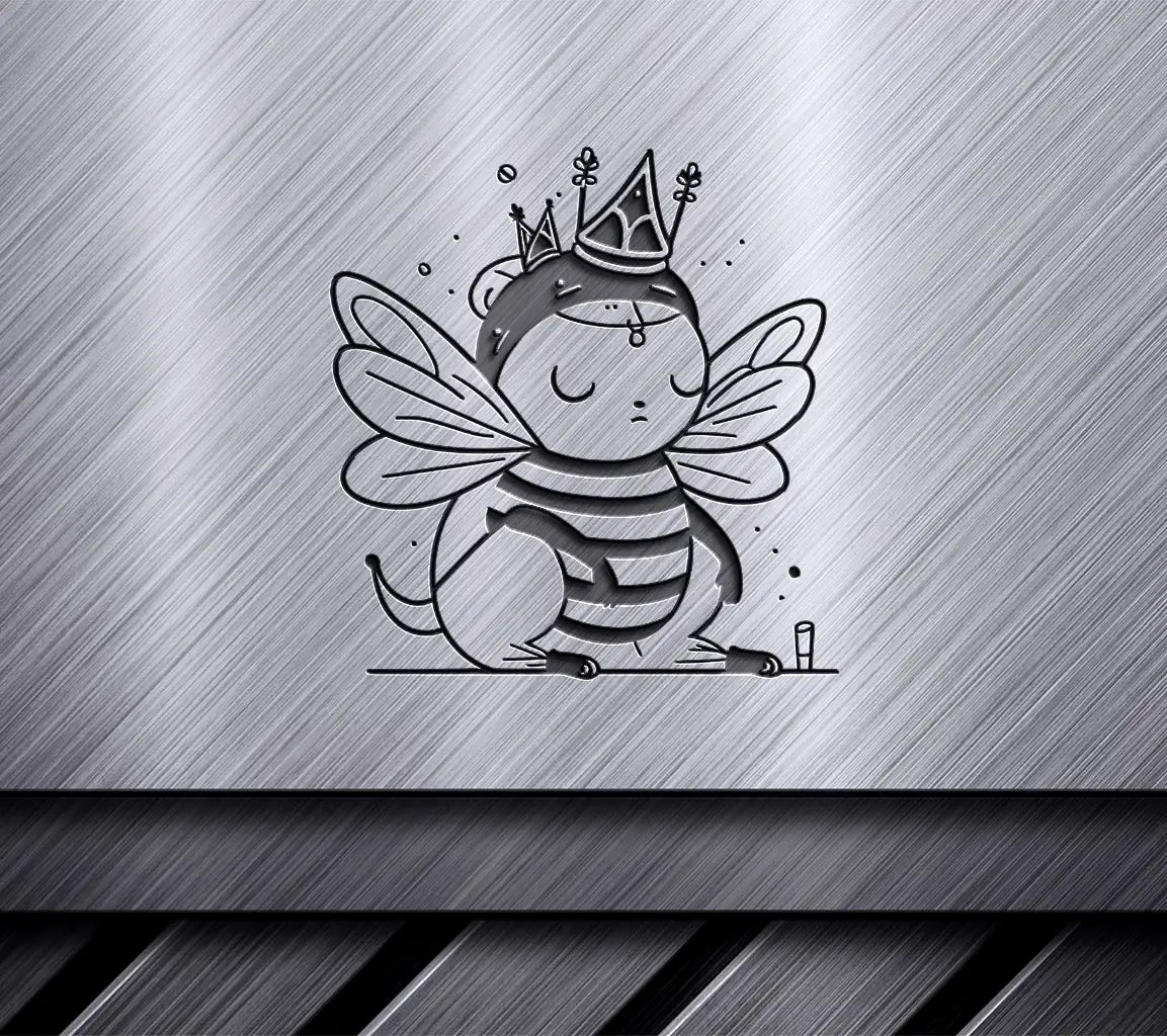 Cute Crowned Bee SVG -  Vector Illustration SVG