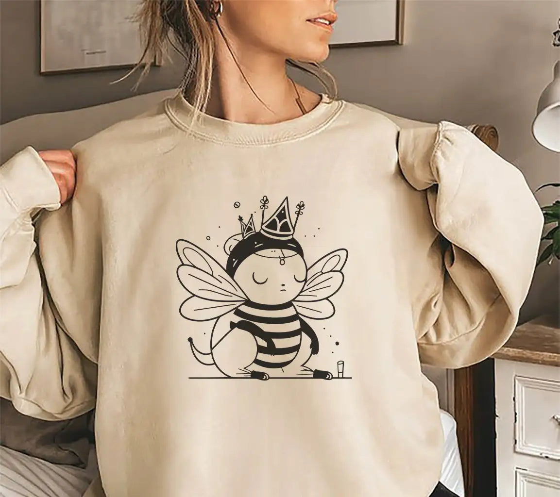 Cute Crowned Bee SVG -  Vector Illustration SVG