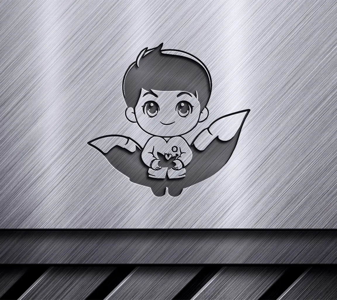 Cute Boy Holding Butterfly SVG -  Illustration SVG