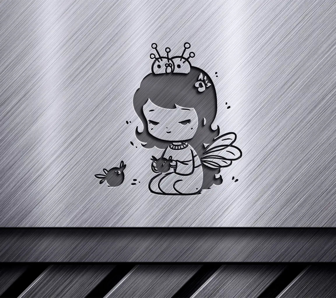 Cute Fairy with Crown SVG -  Drawing SVG