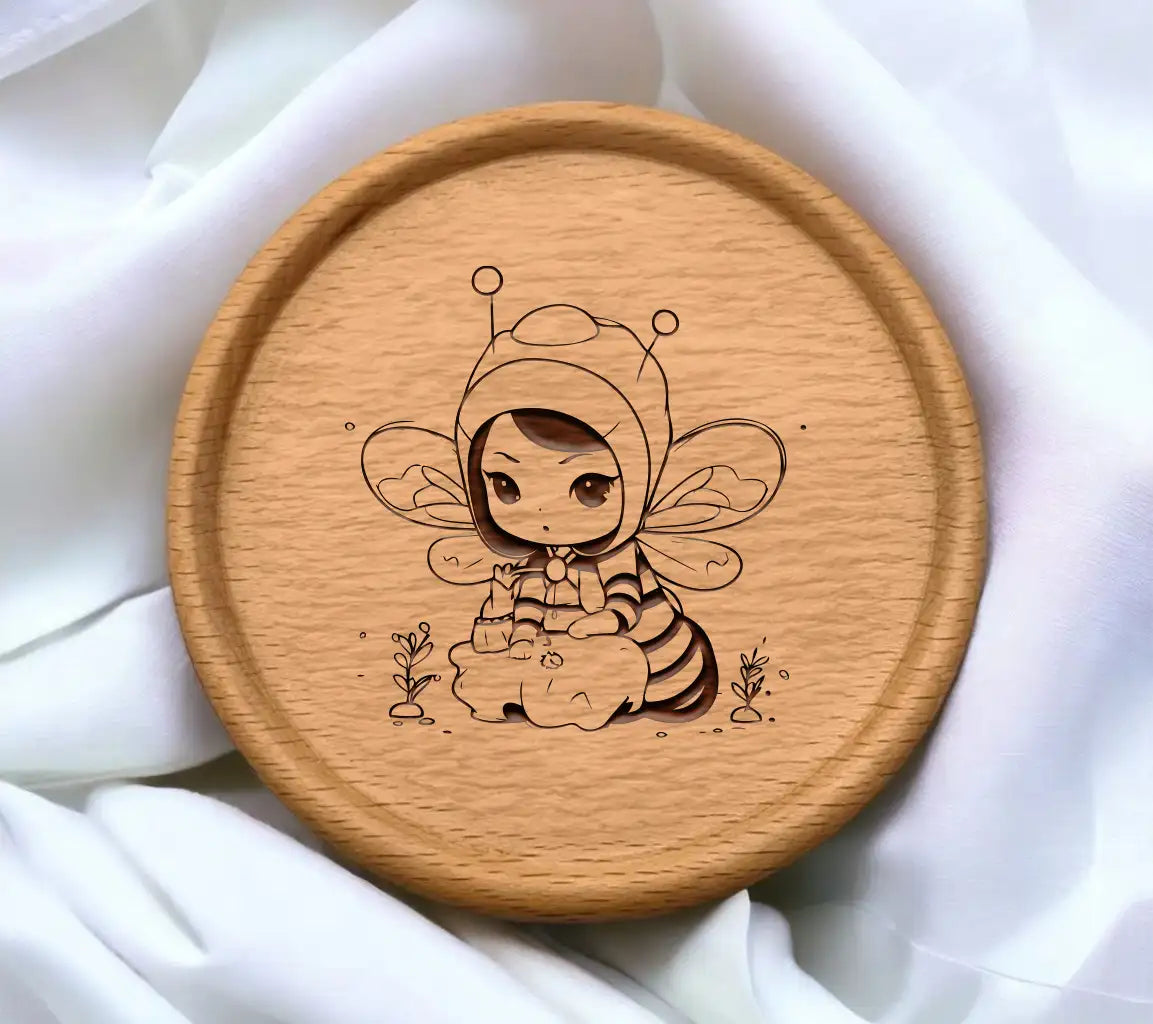 Cute Bee Girl SVG  Drawing with Candle SVG