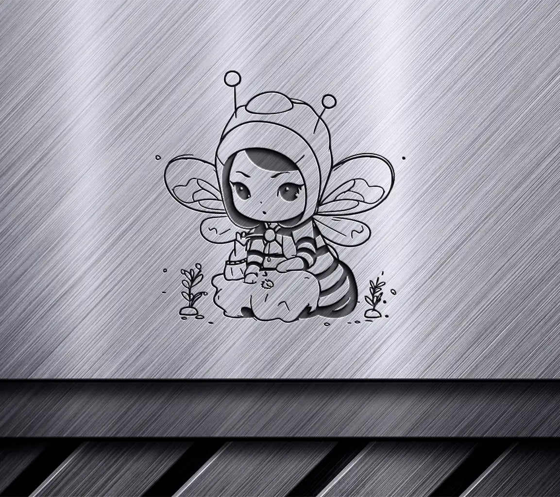 Cute Bee Girl SVG  Drawing with Candle SVG