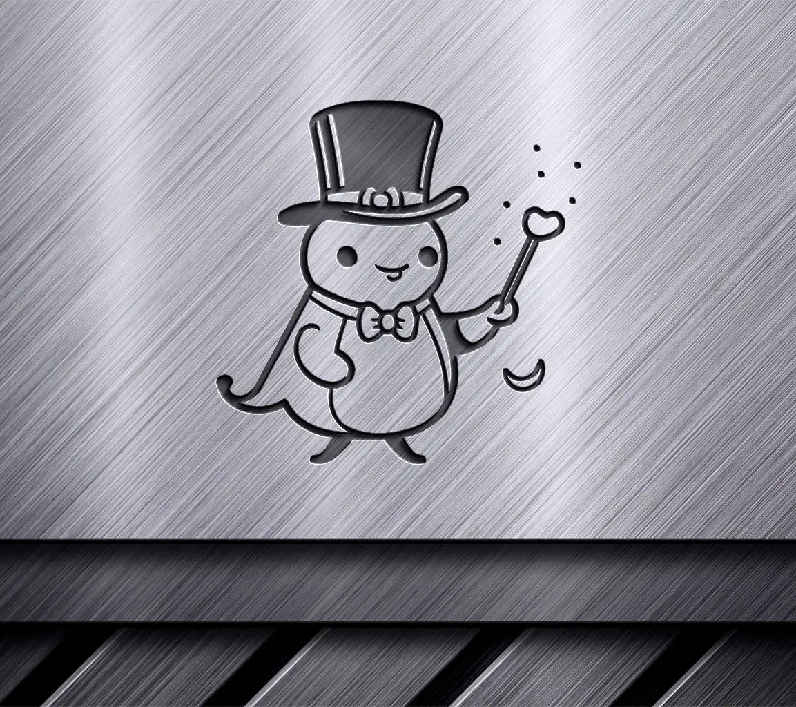 Cute Penguin in Top Hat & Bow Tie with Magic Wand -  SVG SVG