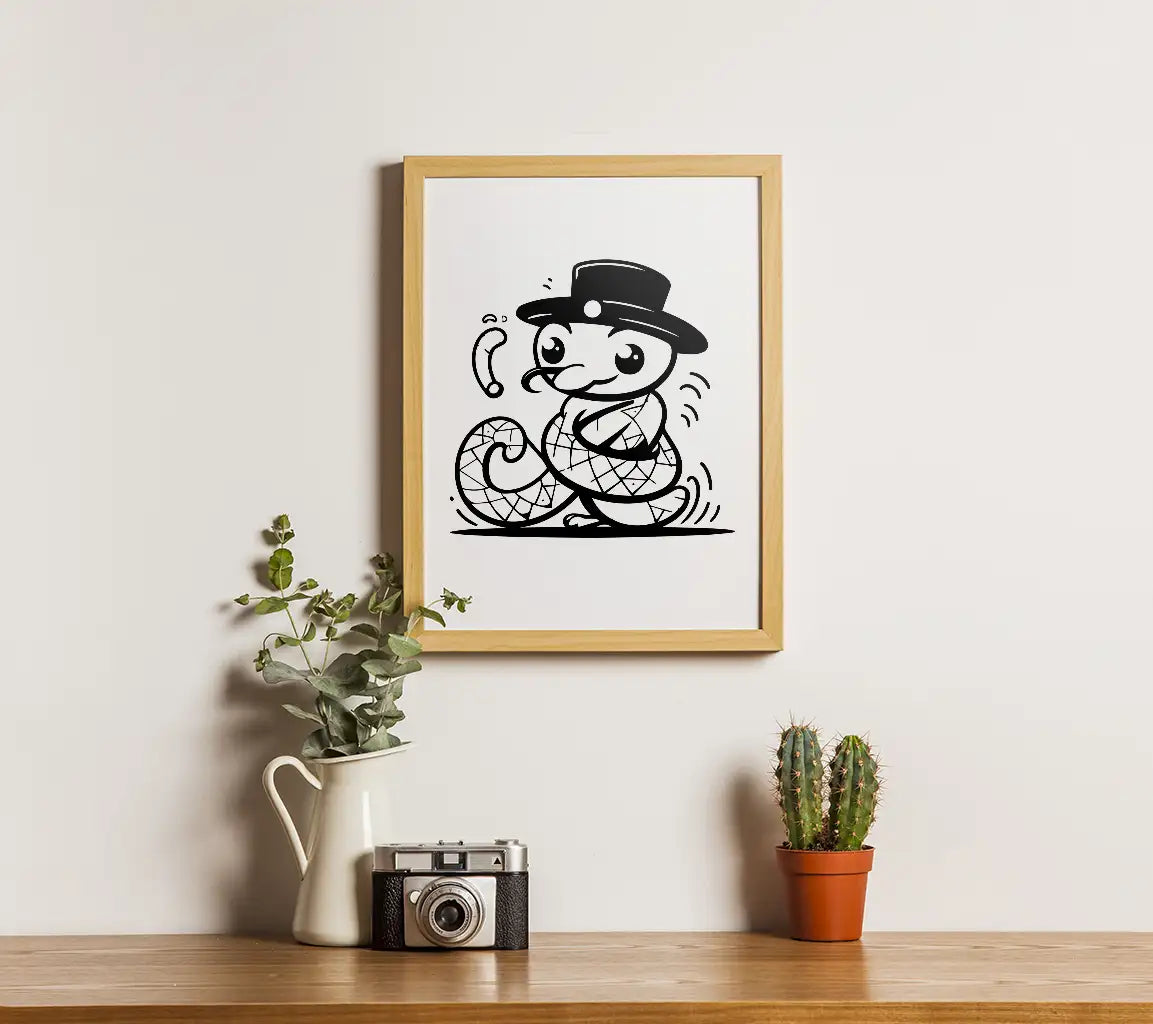 Cute Snake in Top Hat SVG -  Vector Illustration SVG