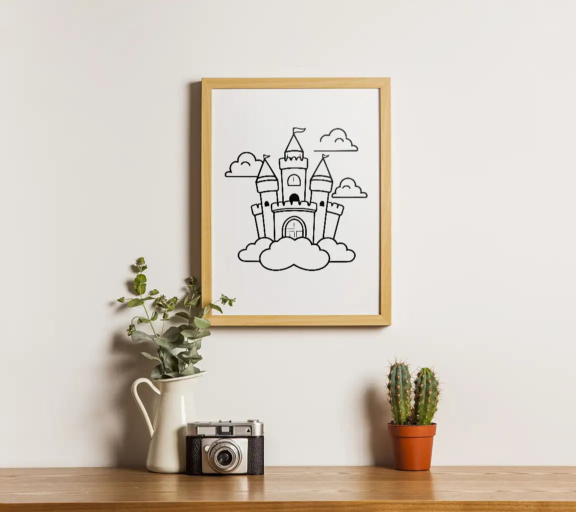  Castle with Clouds SVG - Kids Coloring Page SVG