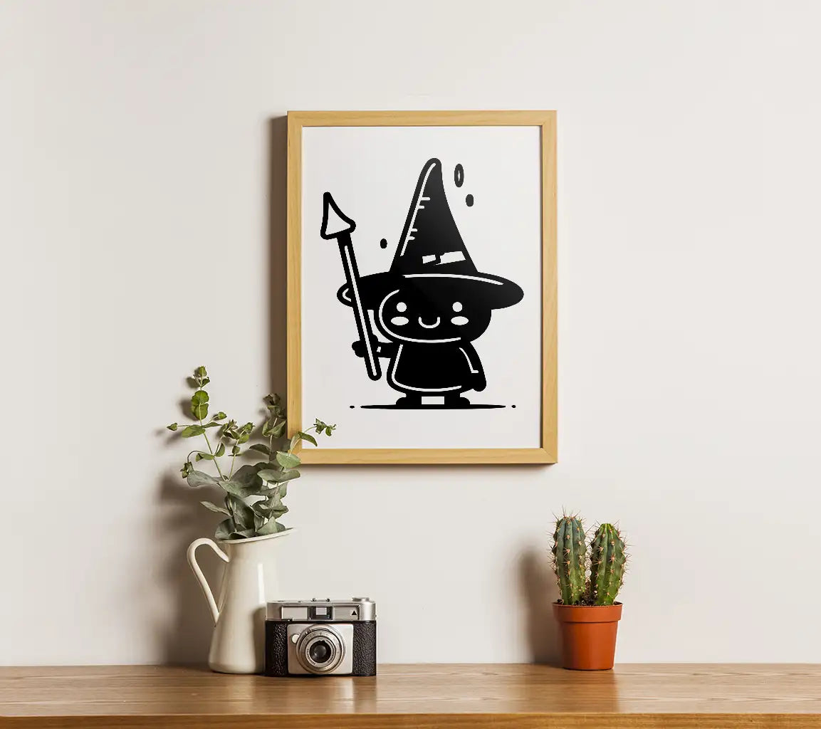 Cute  Witch with Wand SVG - Cartoon Style Vector Illustration SVG