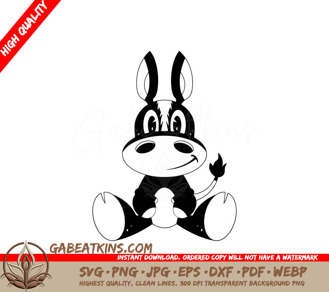 Cute Donkey with Letter O SVG -  Cartoon Farm Animal Illustration SVG