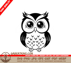 Cute  Owl SVG - Big Eyes, Baby Owl Vector Illustration SVG