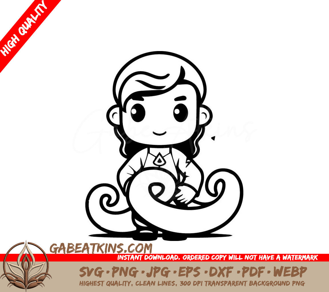 Cute Snake Boy Cartoon Mascot with Girl SVG Illustration SVG