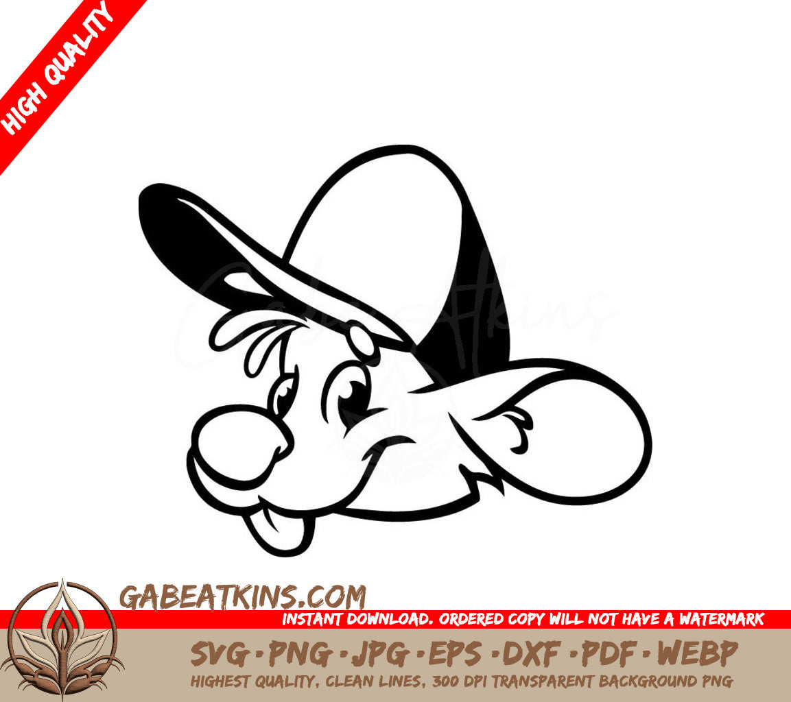 Cute Monkey & Mouse Coloring Page SVG -  Illustration SVG