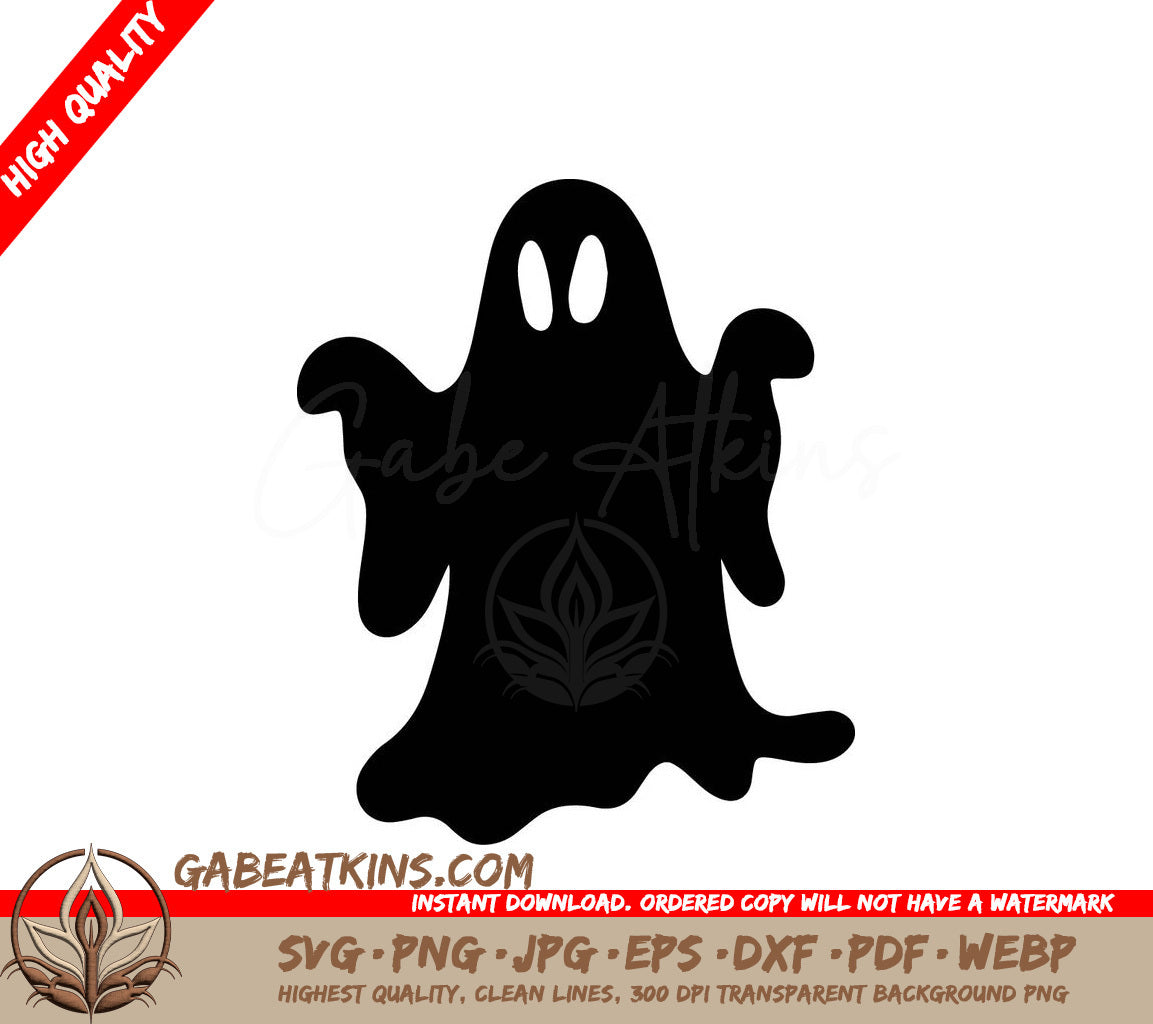 Cute Big-Eyed Ghost Silhouette SVG for Halloween SVG