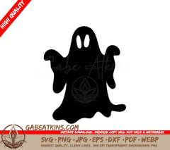 Cute Big-Eyed Ghost Silhouette SVG for Halloween SVG