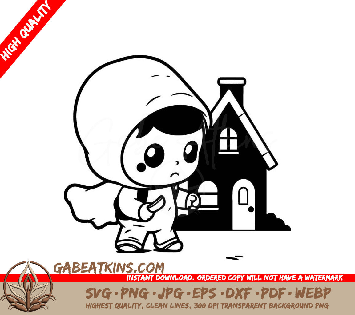 Cute Astronaut Boy House SVG -  Drawing SVG