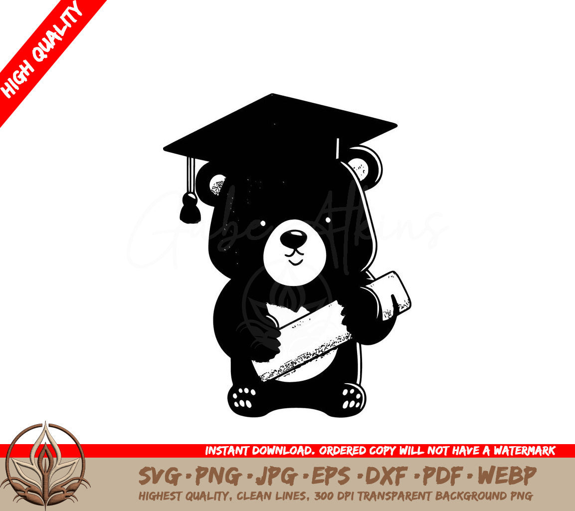 A Teddy Bear Wearing A Graduation Cap And Holding A Diploma