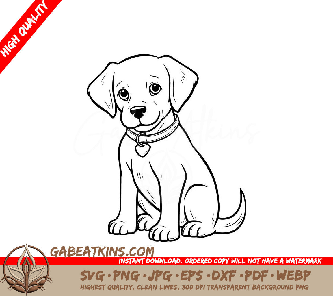  A Puppy Wearing A Collar SVG - Cute Labrador Pup SVG