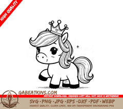  A Pony With A Crown On Its Head SVG - Cute Pony Princess SVG