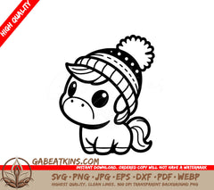  A Pony Wearing A Hat SVG - Cute Winter Pony SVG