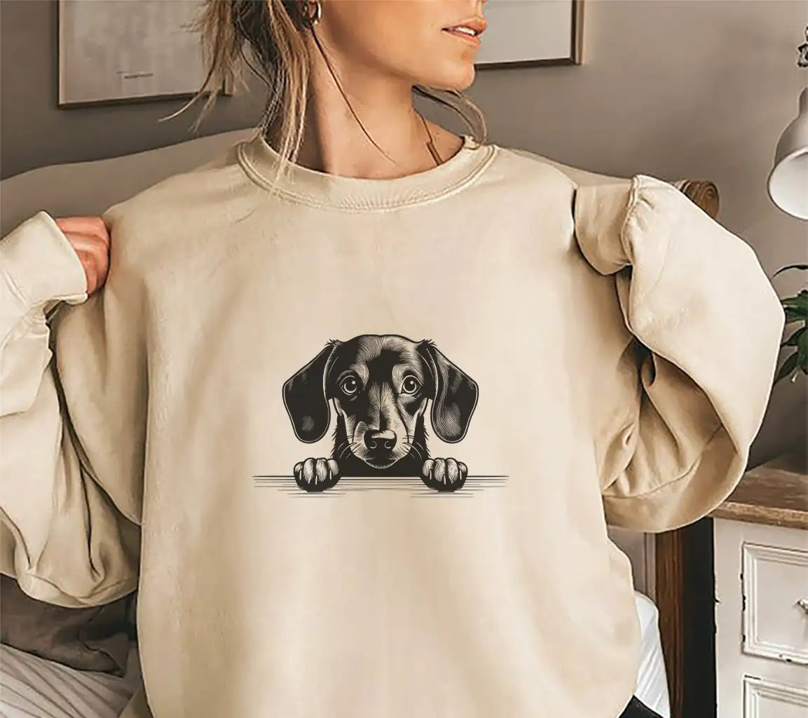 Dachshund Peeking Over Table SVG -  Drawing SVG