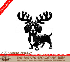  A Dachshund With Antlers SVG - Dachshund Reindeer Antlers SVG