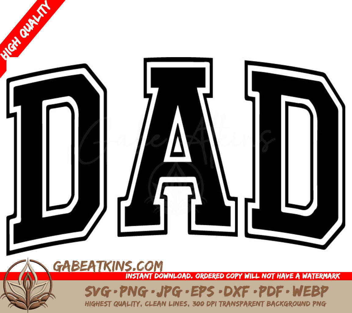 The Word Dad Is Written In Black And White On A White Background . SVG - Dad SVG SVG