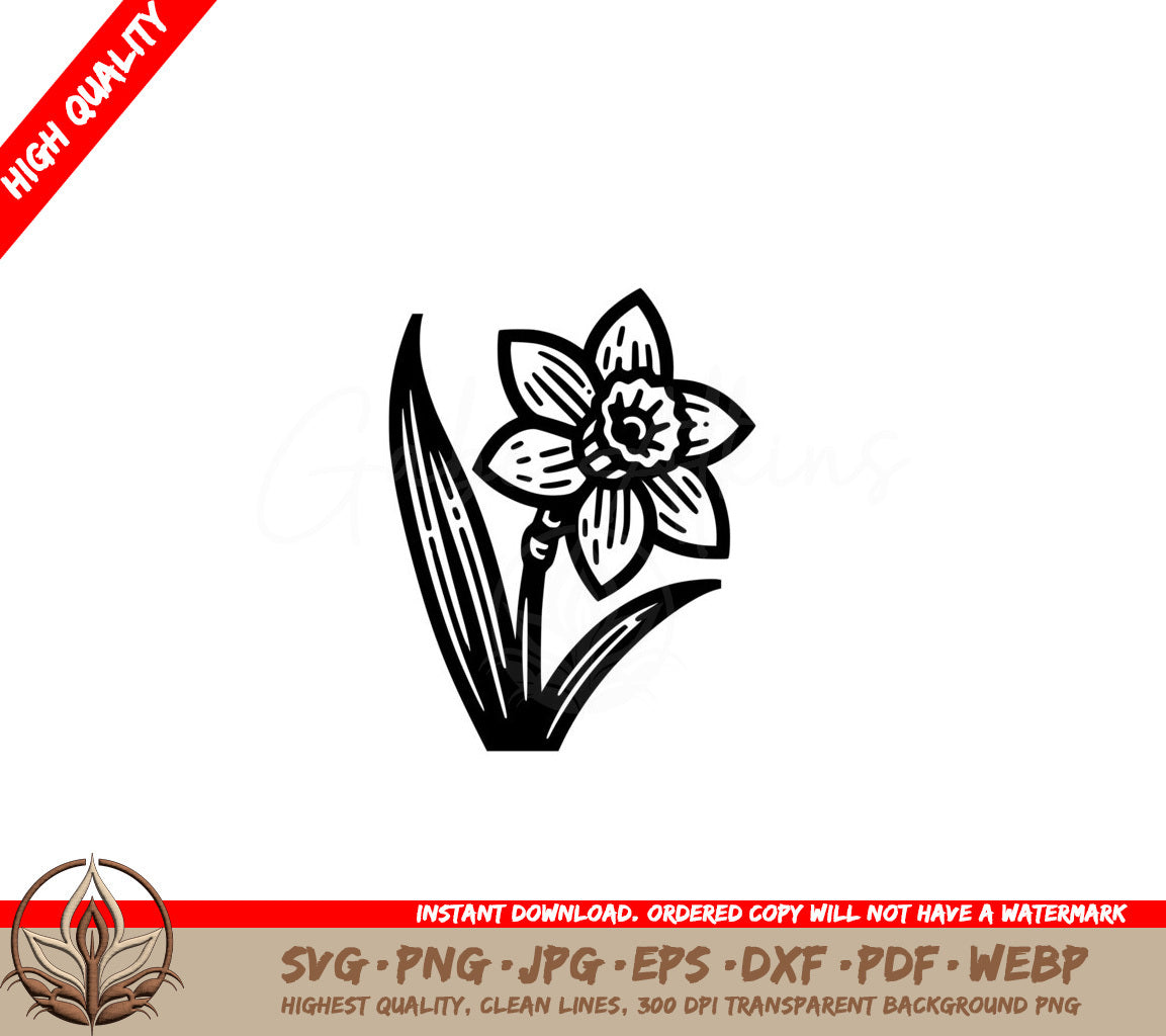 Daffodil Silhouette Digital Product - SVG